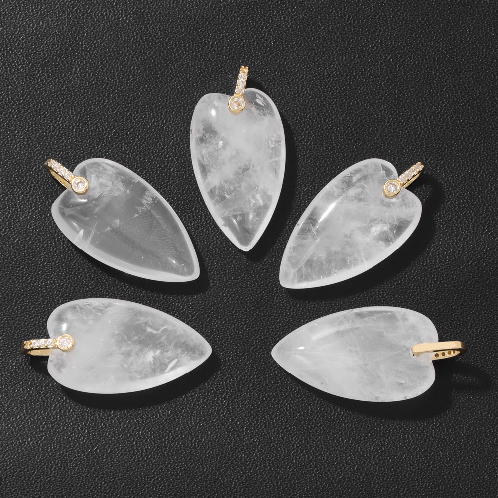 Crystal Pendant Necklace Natural Stone - قطعتان من قلادة على شكل قلب