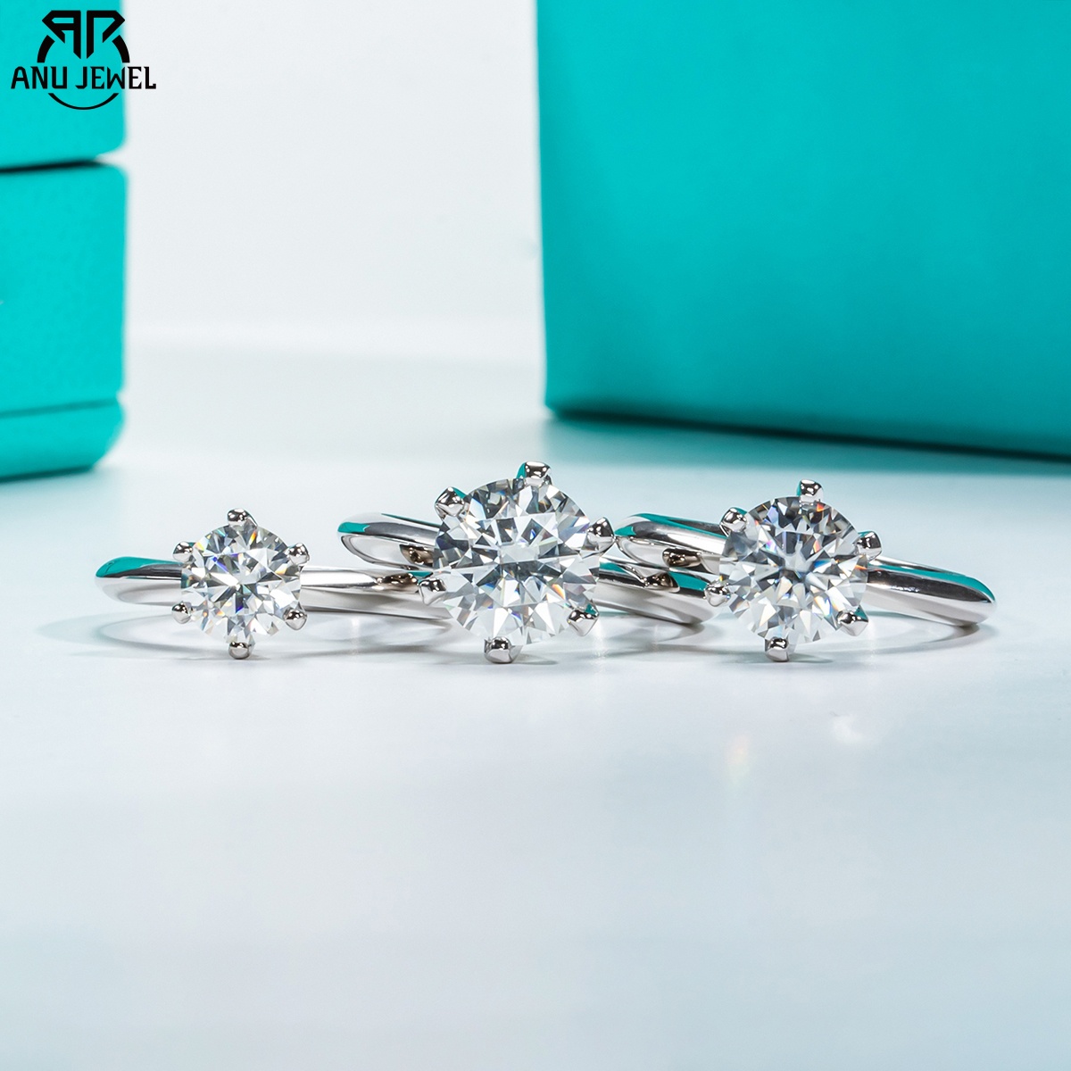 Moissanite Engagement Ring 1 Carat - AnuJewel 1ct 2ct 3ct 5ct خاتم