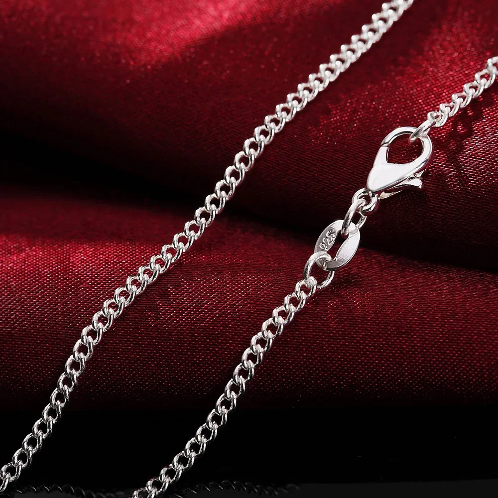 925 Sterling Silver Chain Necklace Men - كلاسيكي 925 فضة سلسلة قلادة للنساء