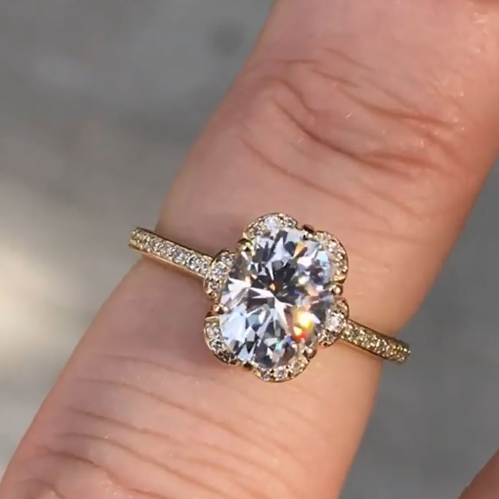 مخصص الصلبة 14K الذهب الأصفر ا - مراجعة Moissanite Engagement Ring 1 Carat وسعره