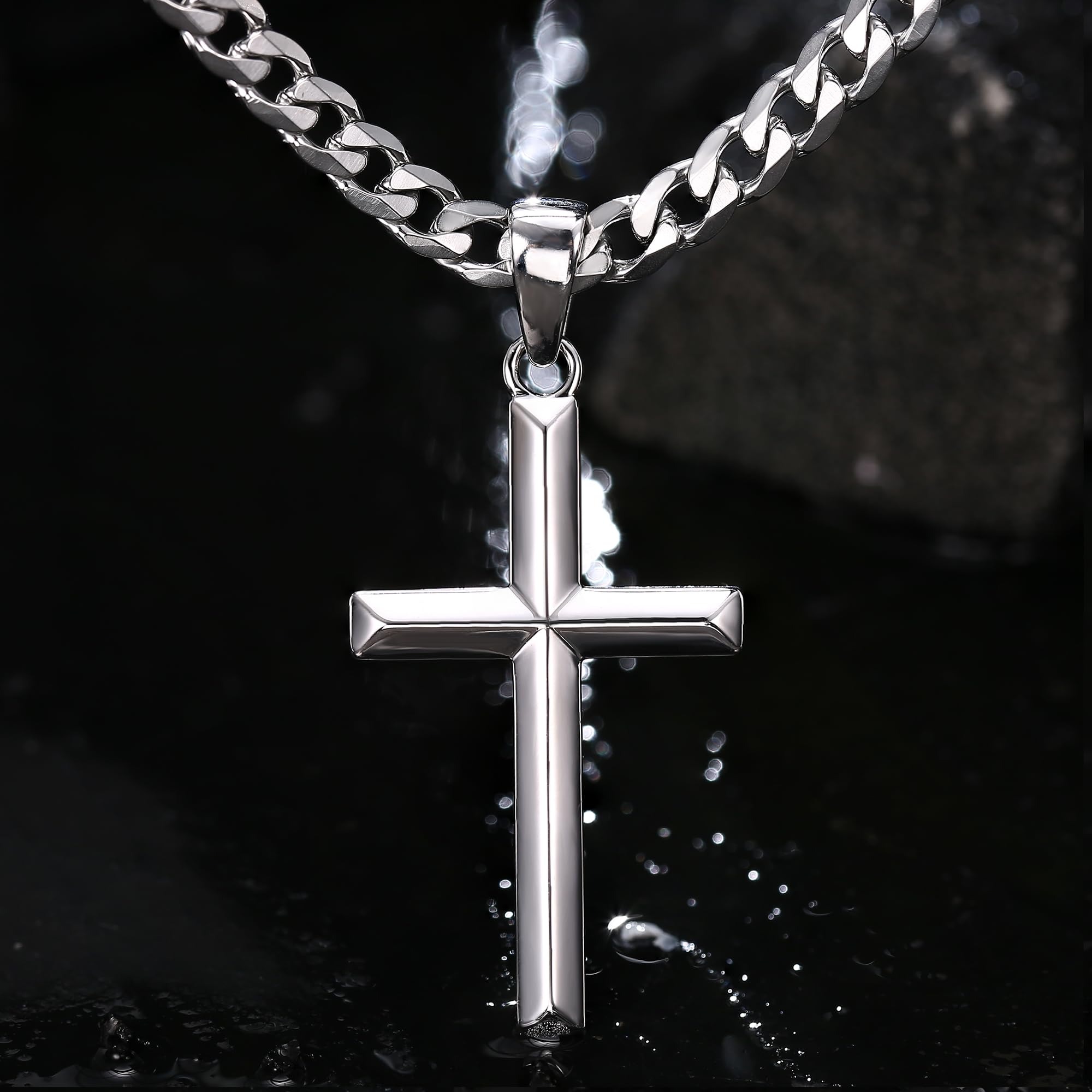 Fansilver 925 فضة الصليب قلادة - مراجعة 925 Sterling Silver Chain Necklace Men وسعره