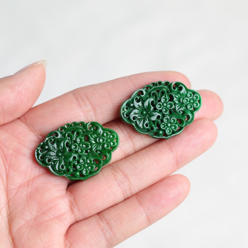 قطعتان من اليشم الطبيعي بلون س - مراجعة Earrings وسعره