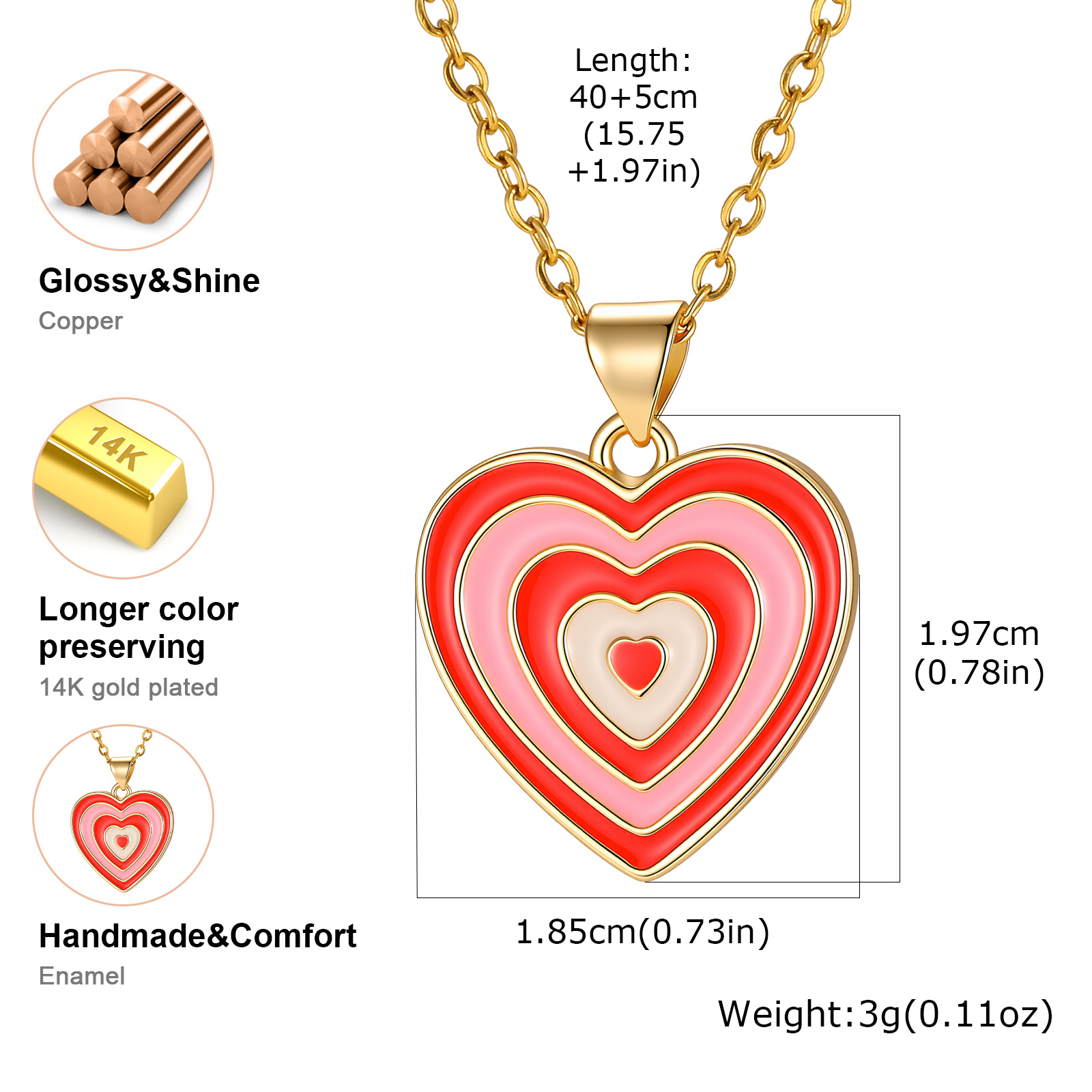 قلادة بقلب مطلي بالمينا بأسلوب - مراجعة Layered Pendant Necklace Aesthetic وسعره
