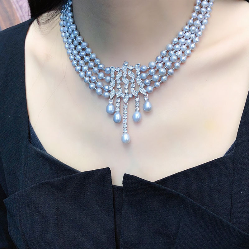 قلادة لؤلؤ المياه العذبة، قلاد - مراجعة Pearl Choker Necklace Vintage وسعره