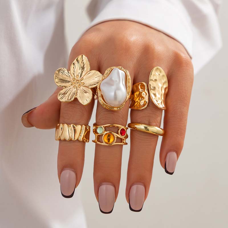طقم من 6 خواتم معدنية بتصميم ز - مراجعة Vintage Punk Knuckle Rings Set وسعره